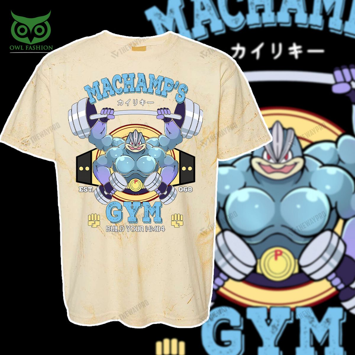 machamp gym pokemon anime blue custom 3d t shirt 5 zzNvl