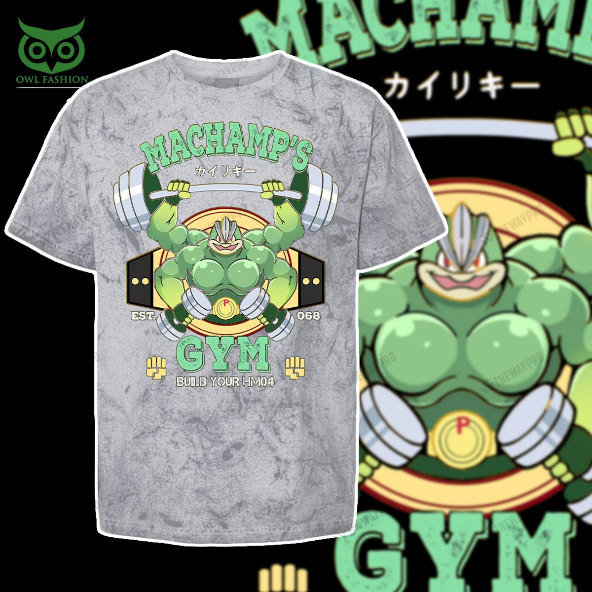 machamp gym pokemon anime green custom 3d t shirt 6 lDjJd