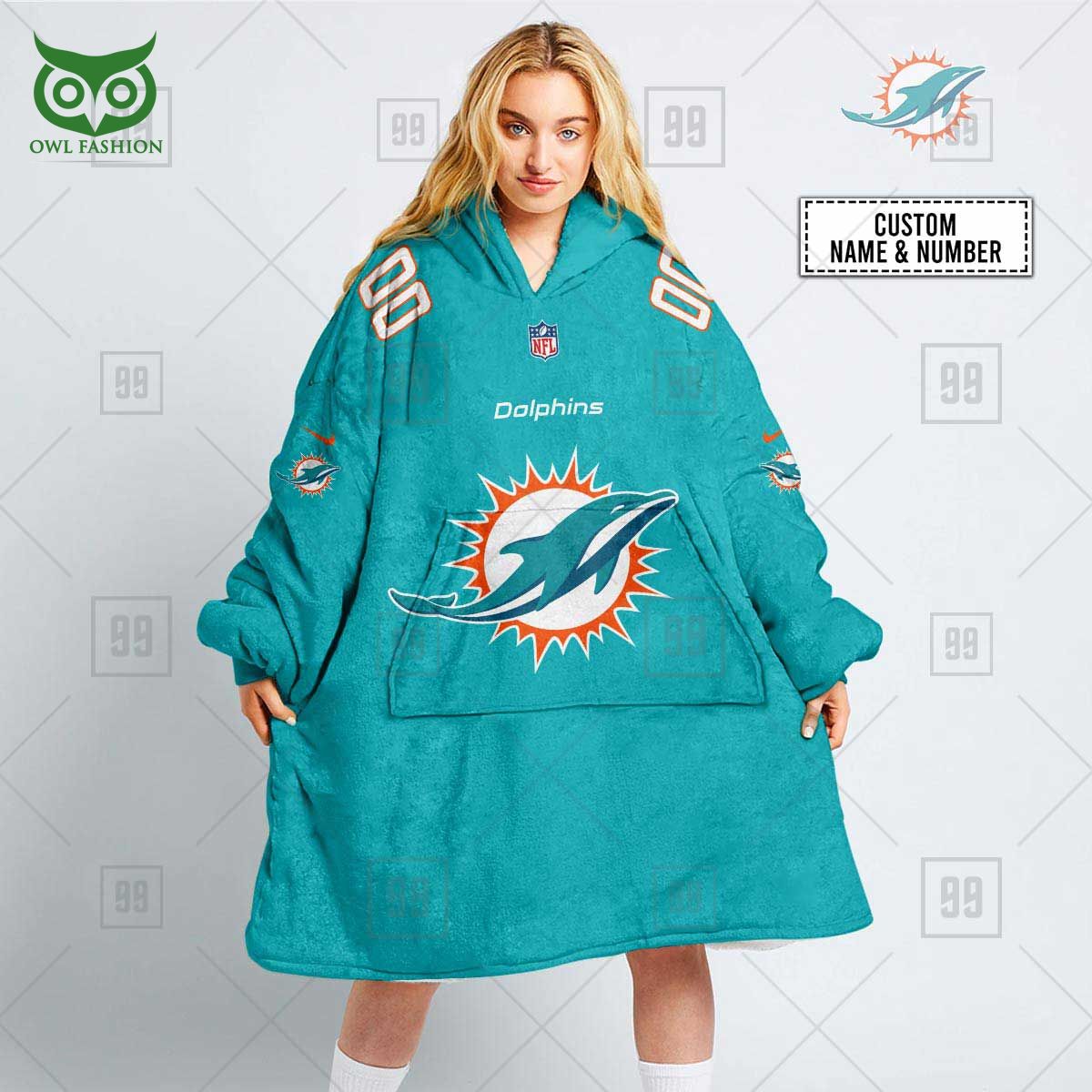 Miami Dolphins American League NFL Customized Snuggie Hoodie