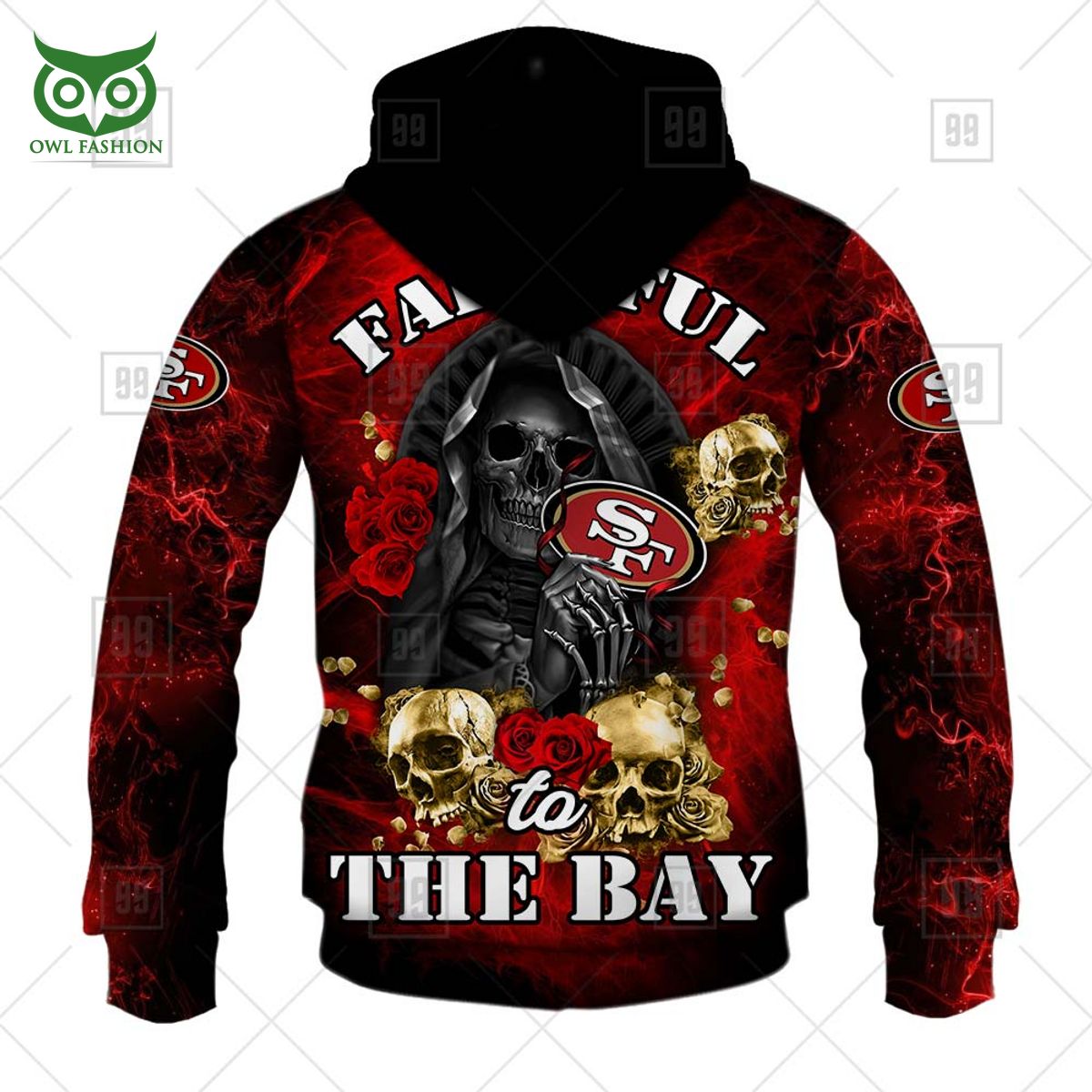 nfl san francisco 49ers fire skull red and gold 3d hoodie shirt longsleeve 6 hWI2X