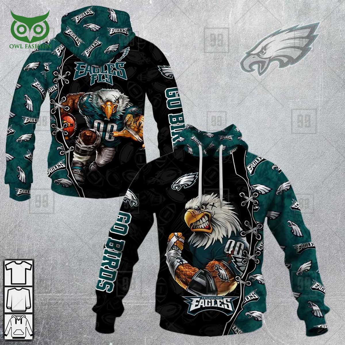 nfl warrior philadelphia eagles fly 3d hoodie shirt longsleeve 1 gaK0p