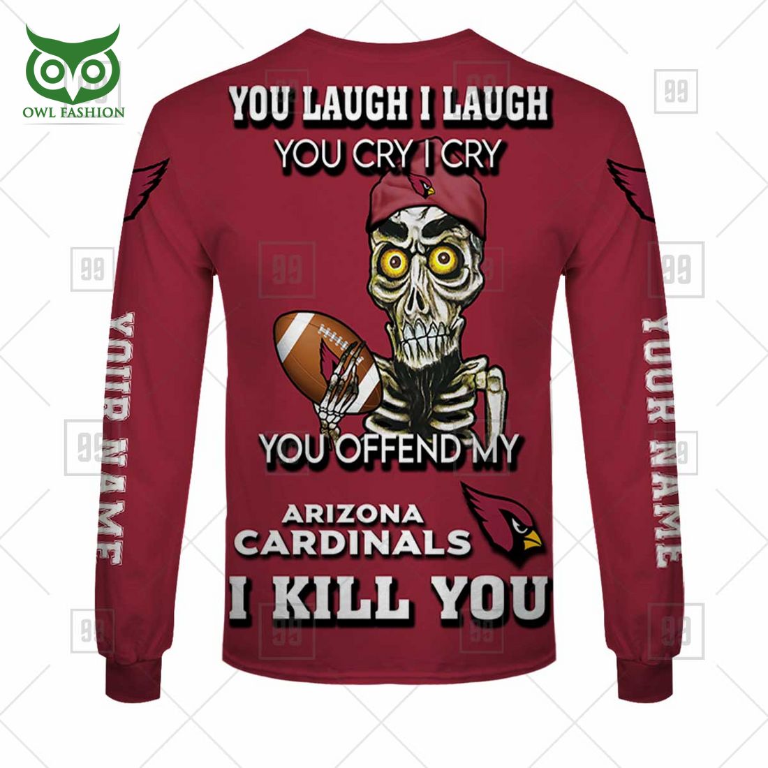 personalized nfl arizona cardinals you laugh i laugh jersey hoodie 8 hAkW5
