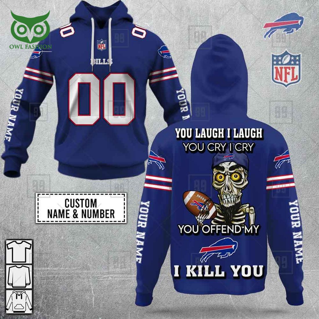 personalized nfl buffalo bills you laugh i laugh jersey hoodie 1 lKxUk