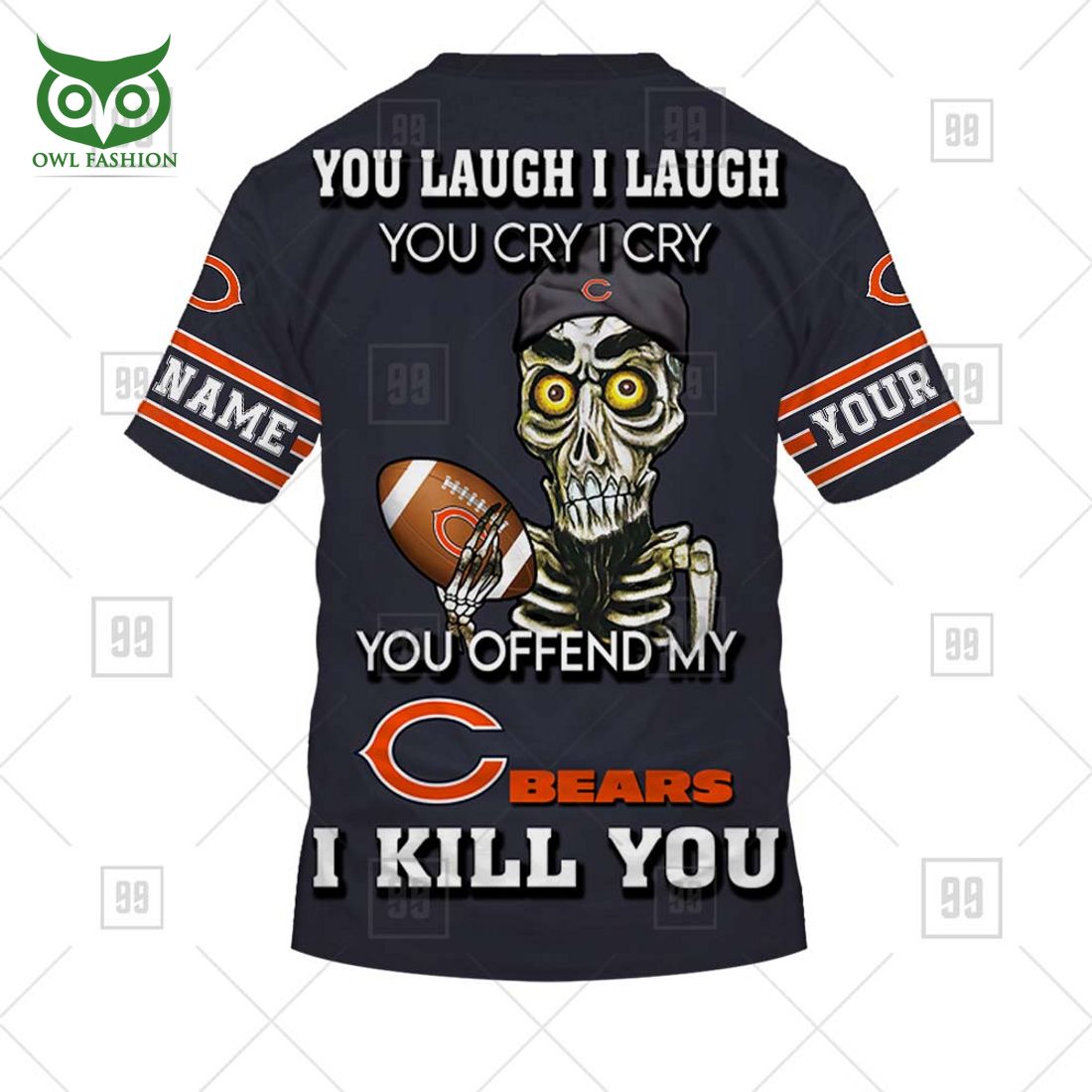 personalized nfl chicago bears you laugh i laugh jersey hoodie 7 35xWO