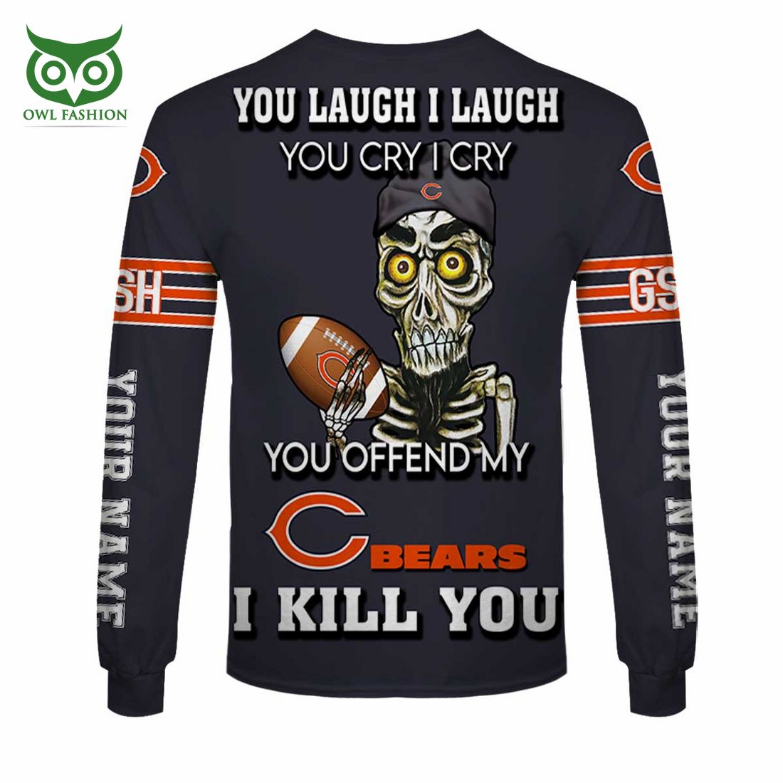 personalized nfl chicago bears you laugh i laugh jersey hoodie 8 szTqc