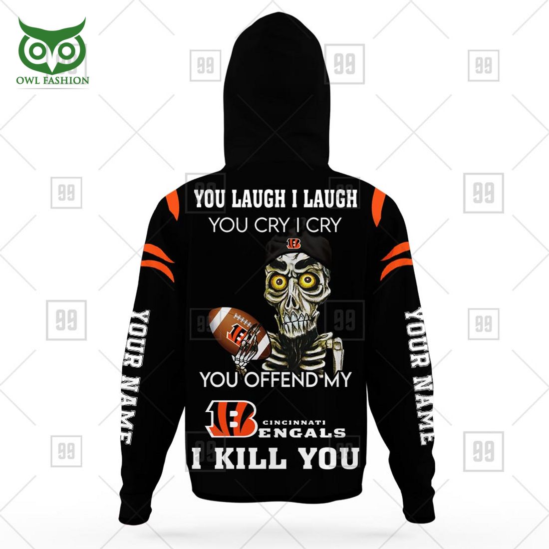 personalized nfl cincinnati bengals you laugh i laugh jersey hoodie 6 O1K3G