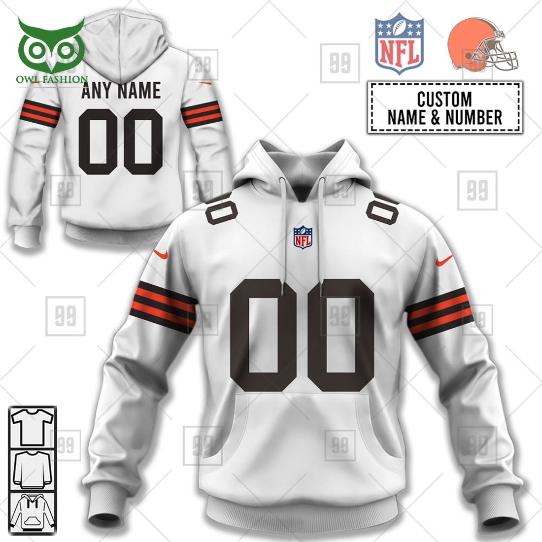 Personalized NFL Cleveland Browns Road 3D Printed Hoodie T-shirt Sweatshirt