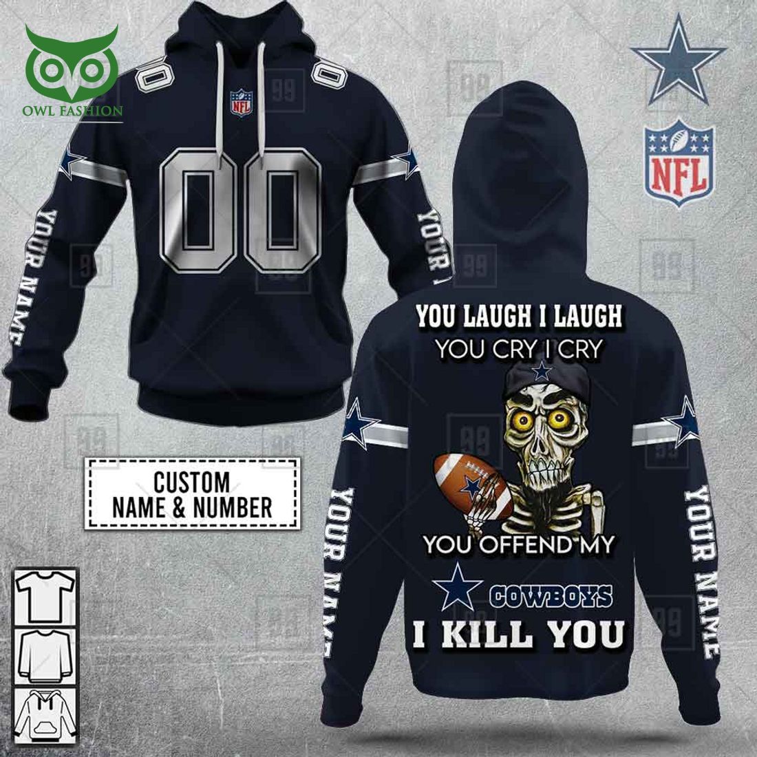 personalized nfl dallas cowboys you laugh i laugh jersey hoodie 1 otceF