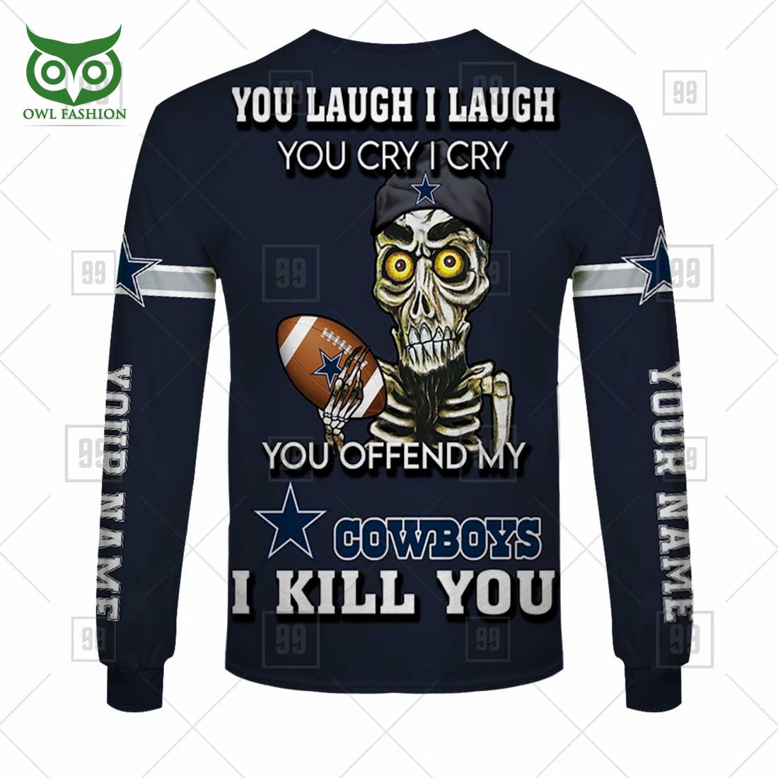 personalized nfl dallas cowboys you laugh i laugh jersey hoodie 8 g9gHh