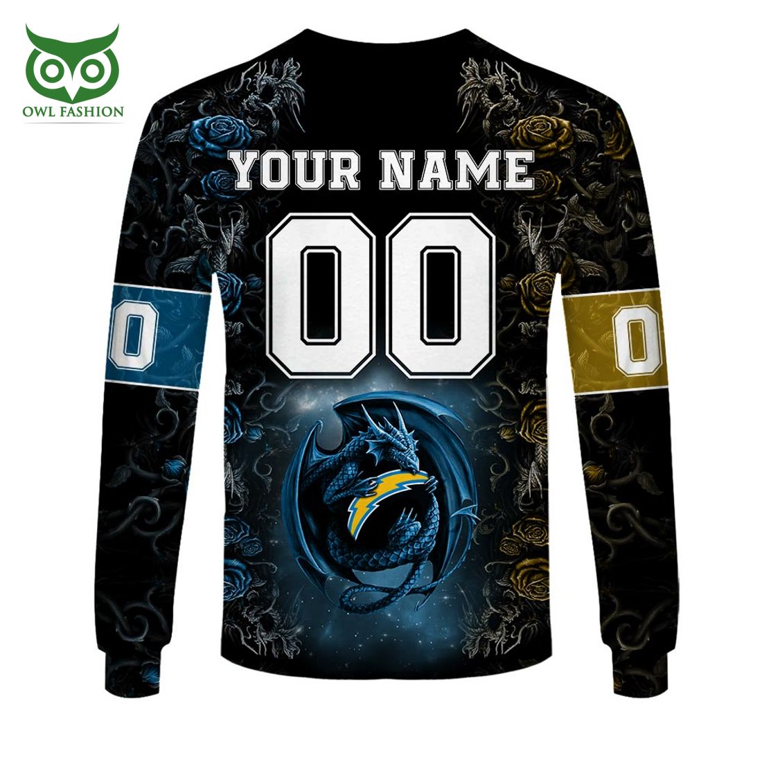 personalized nfl rose dragon los angeles chargers hoodie 8 J8eNv