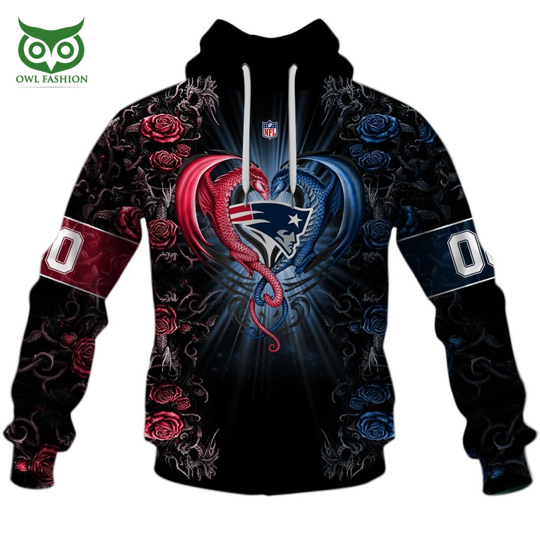 personalized nfl rose dragon new england patriots hoodie 2 4iADt
