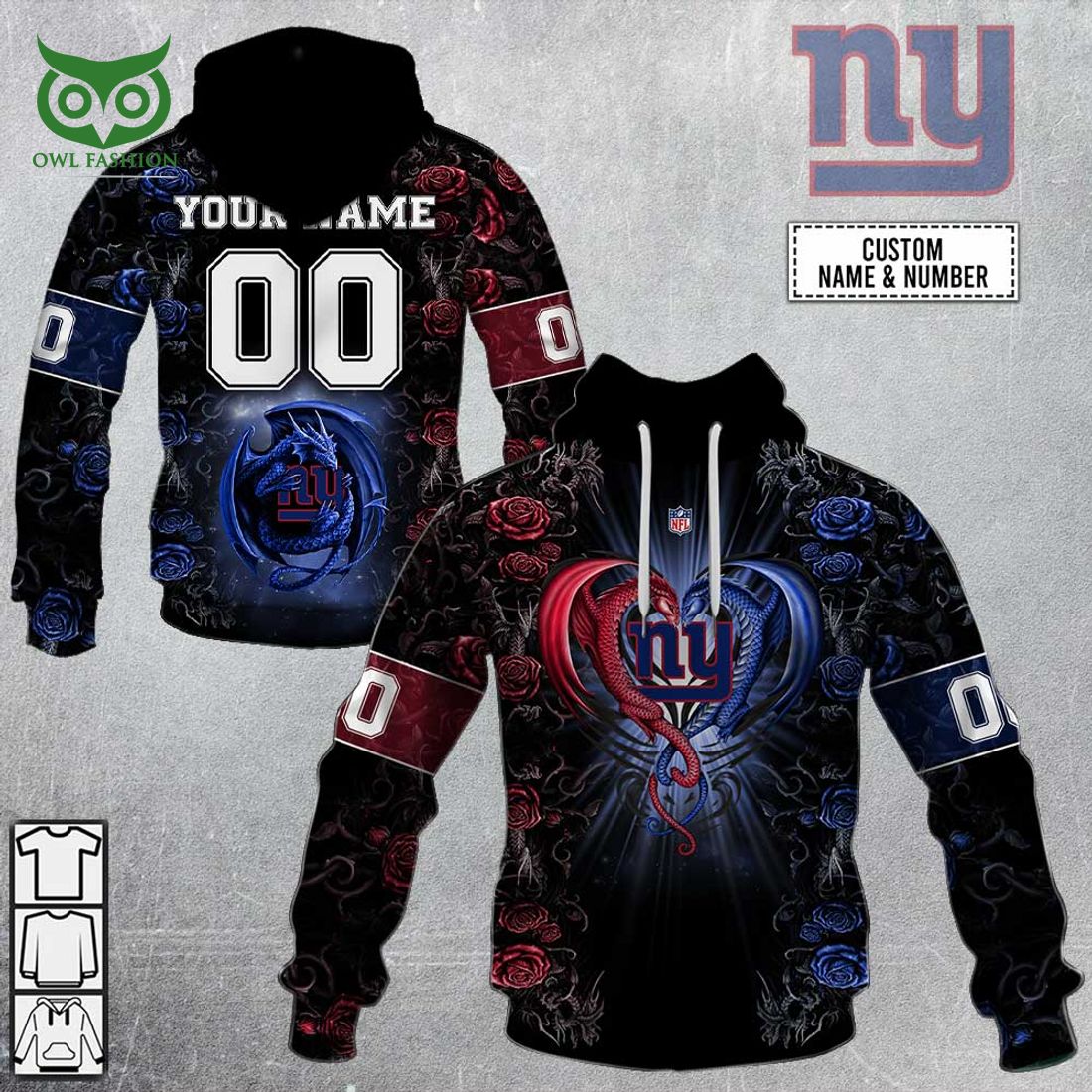 personalized nfl rose dragon new york giants hoodie 1 3hgTY