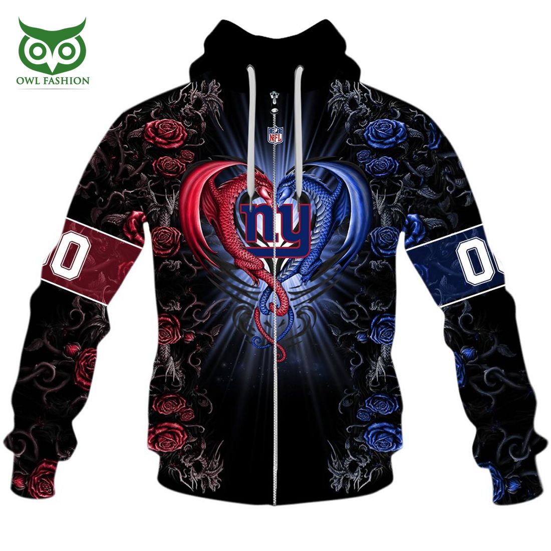 personalized nfl rose dragon new york giants hoodie 5 Dl9tY