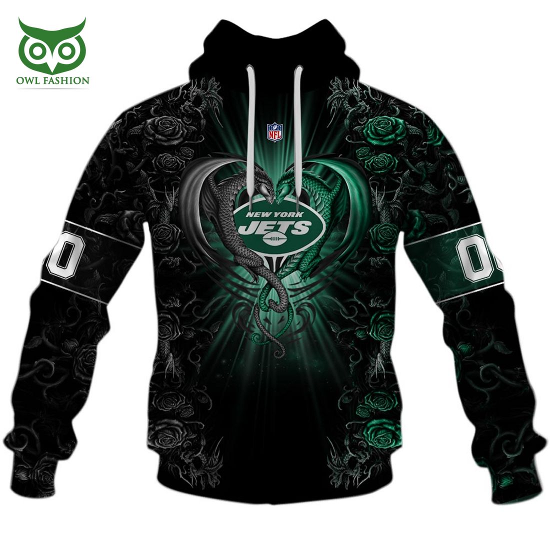 personalized nfl rose dragon new york jets hoodie 2 3AIYm