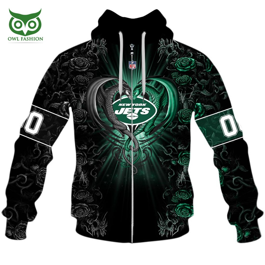 personalized nfl rose dragon new york jets hoodie 5 FK7l8