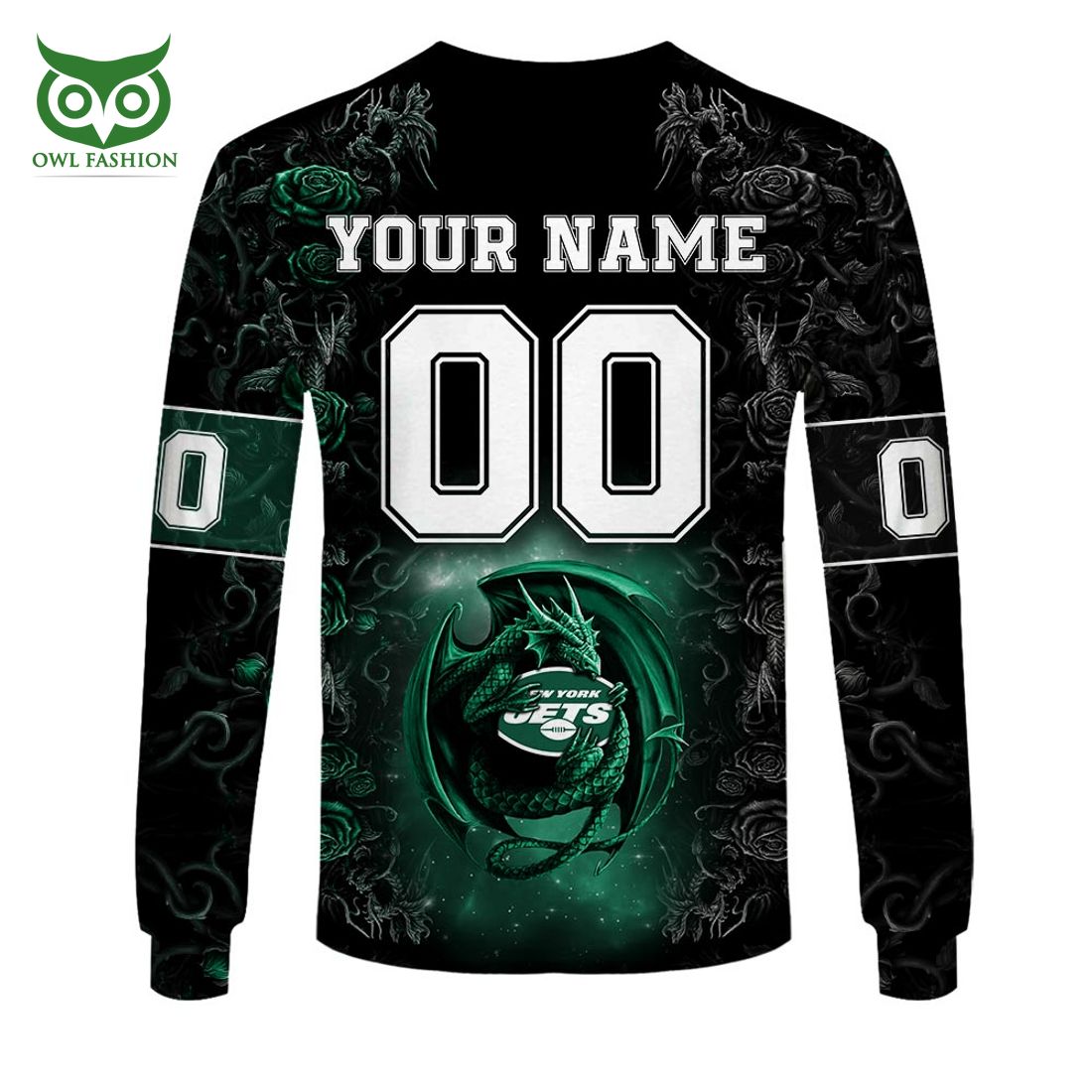 personalized nfl rose dragon new york jets hoodie 8 etWMn