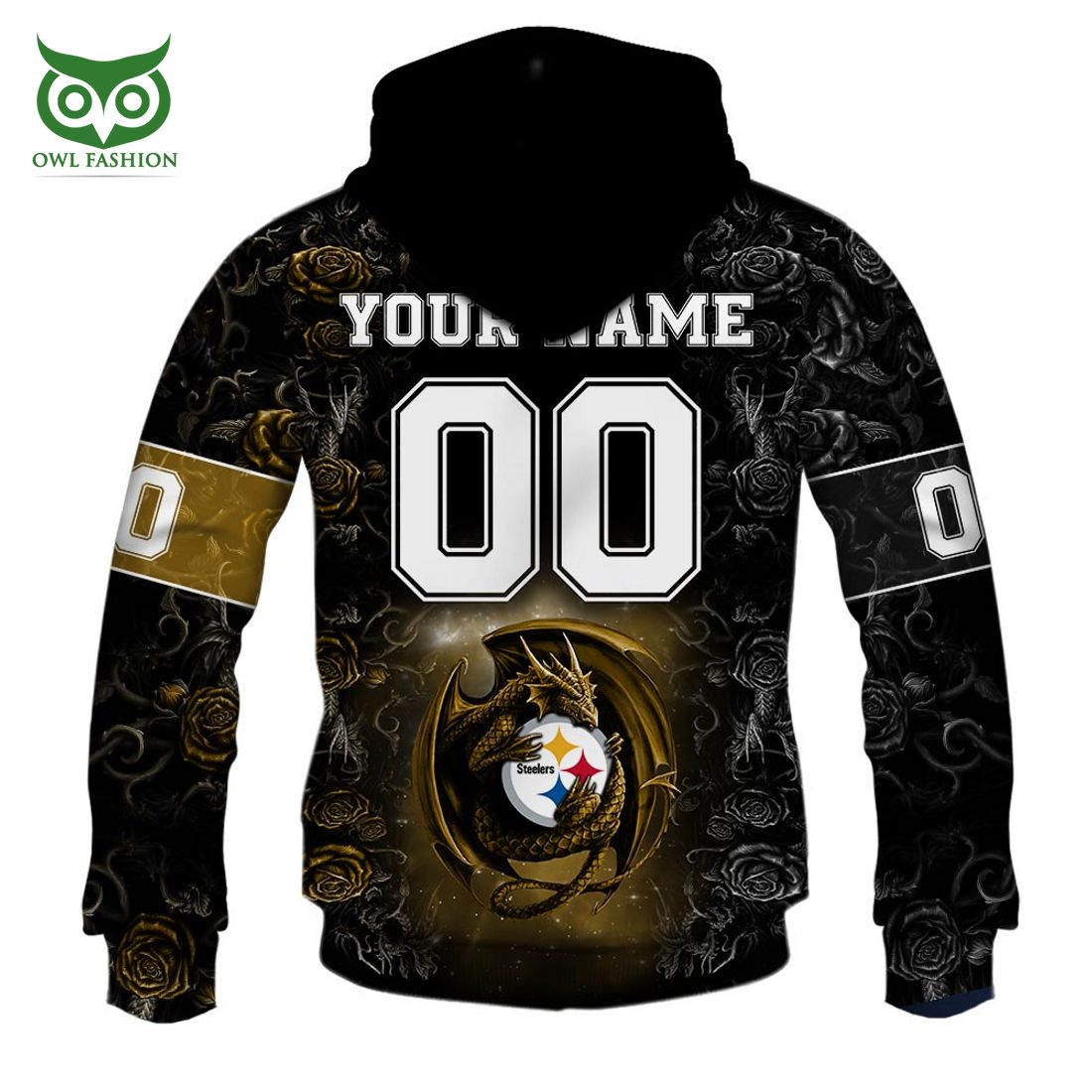personalized nfl rose dragon pittsburgh steelers hoodie 6 7DHcX
