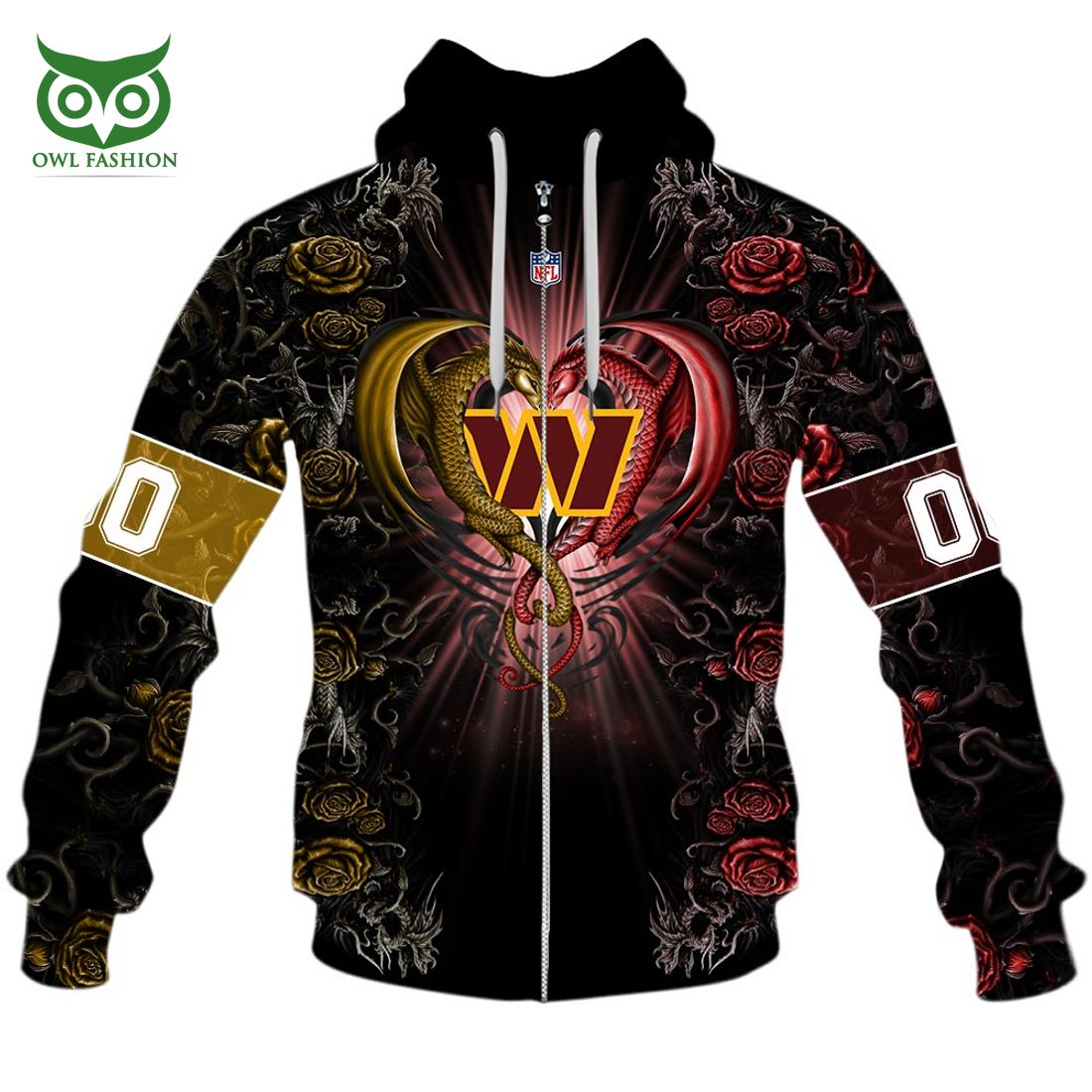 personalized nfl rose dragon washington commanders hoodie 5 1HOby