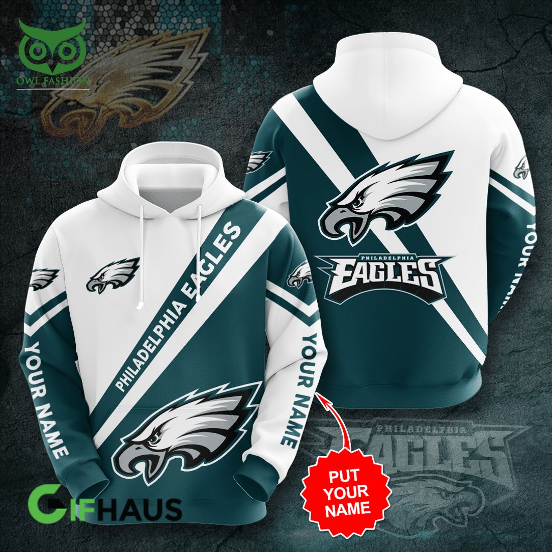 custom name philadelphia eagles nfl 3d hoodie and sweatpants 1 qu03F