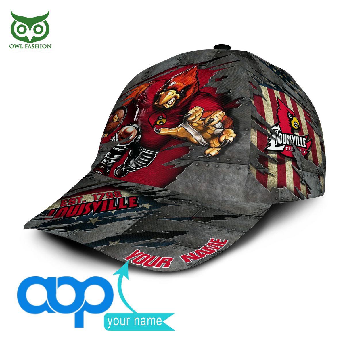Louisville Cardinals New 2023 Personalized NCAA Printed Cap - Owl