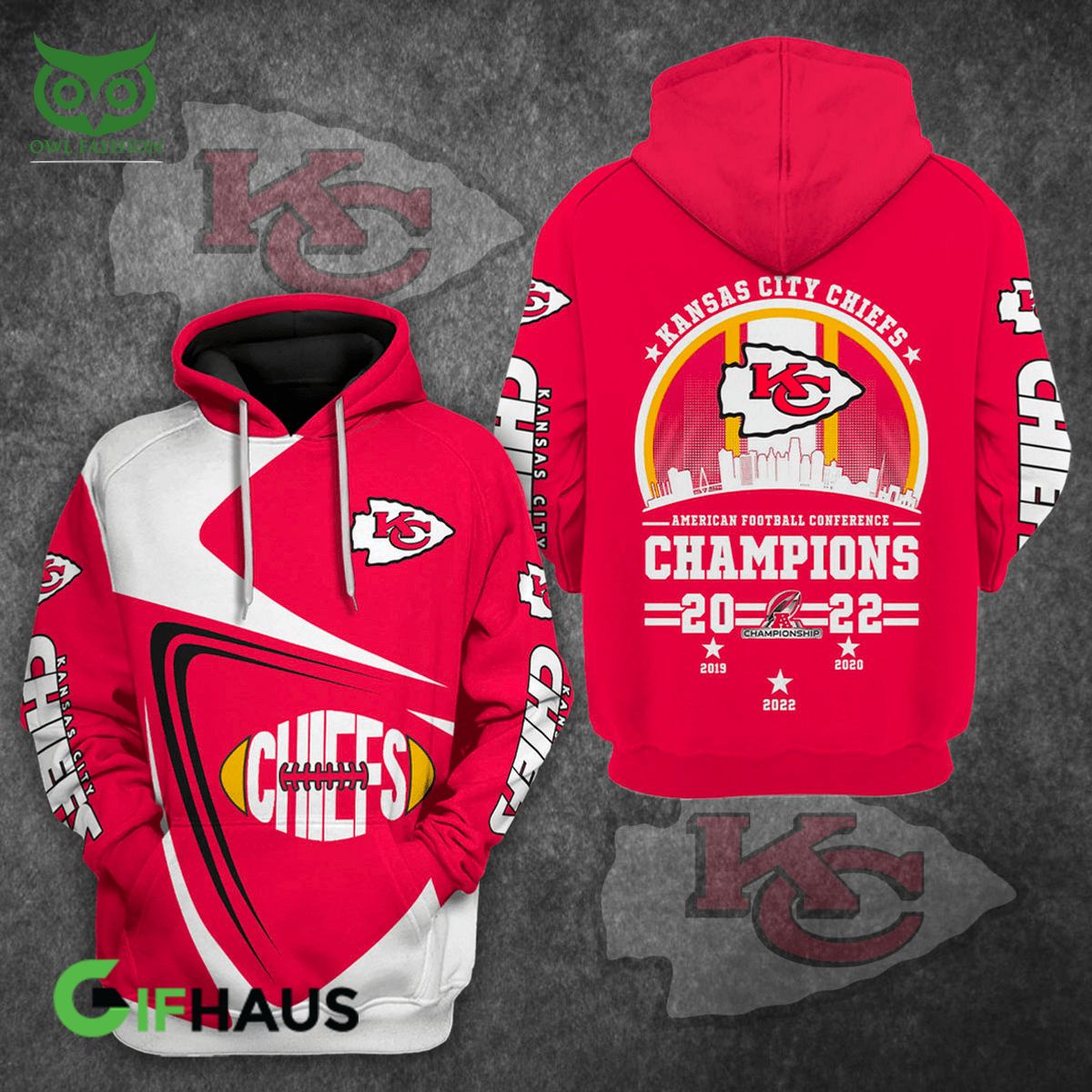 nfl kansas city chiefs afc champions 3d tshirt hoodie zip 1 1kXnj