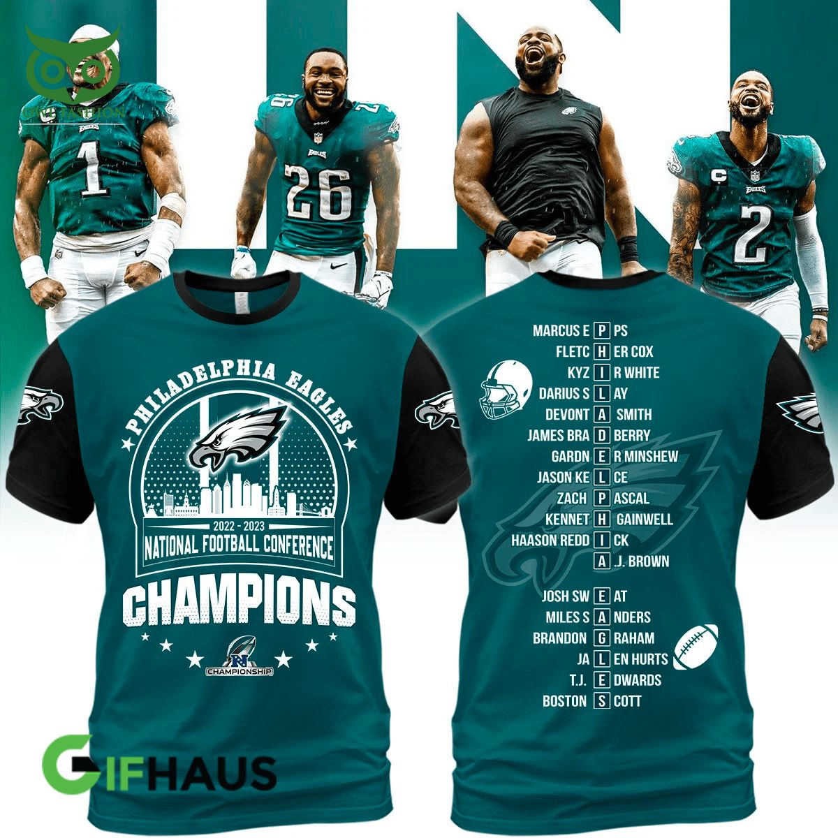 NFL Philadelphia Eagles Conference Champions 3D Tshirt Hoodie Longsleeves -  Owl Fashion Shop
