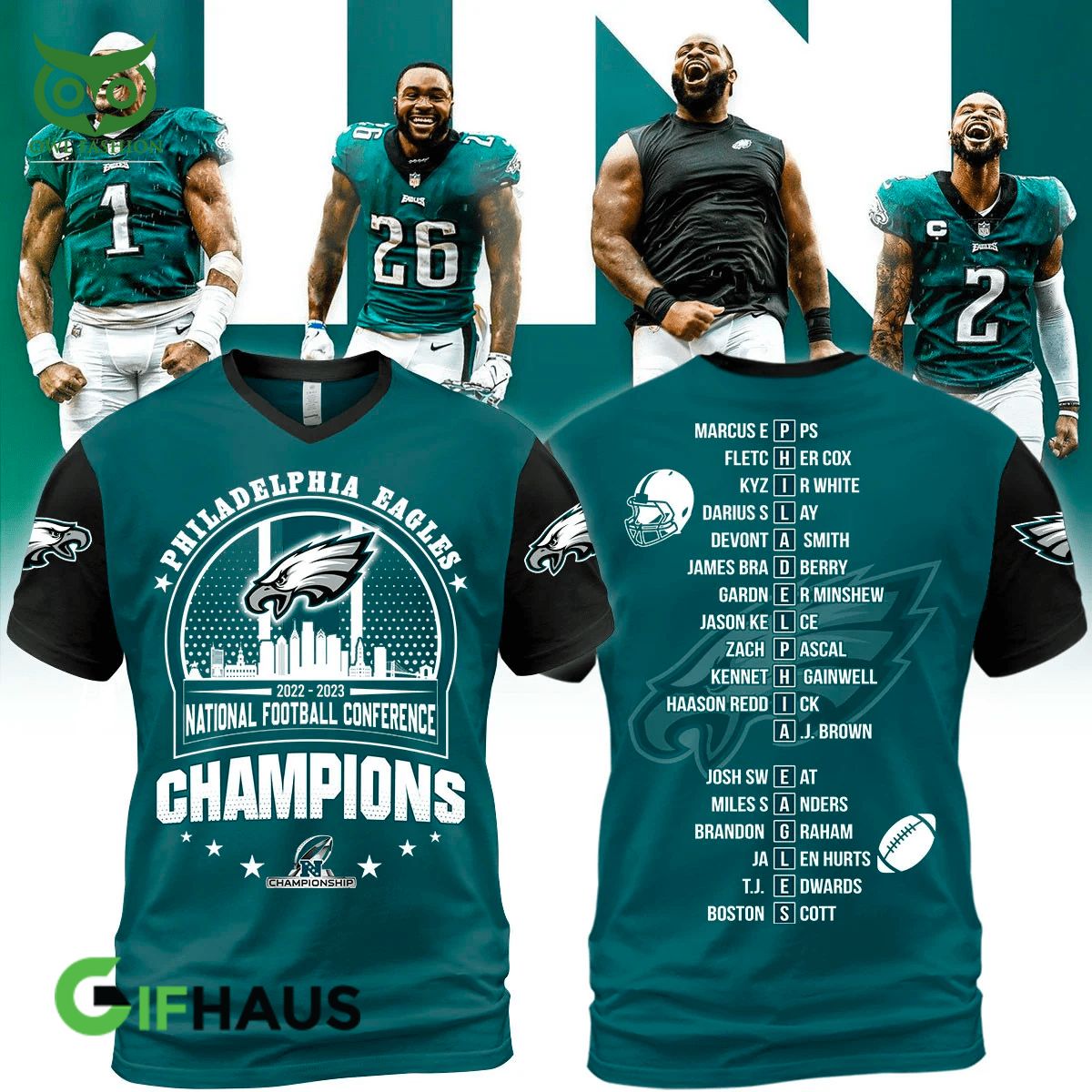 Philadelphia Eagles 2018 Super Bowl LII Green T-shirt - Size Extra