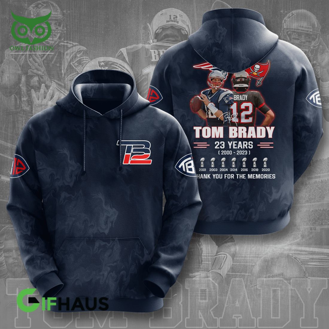 Tom Brady 12 Tampa Bay Buccaneers Lightweight 3D Prints Hoodie