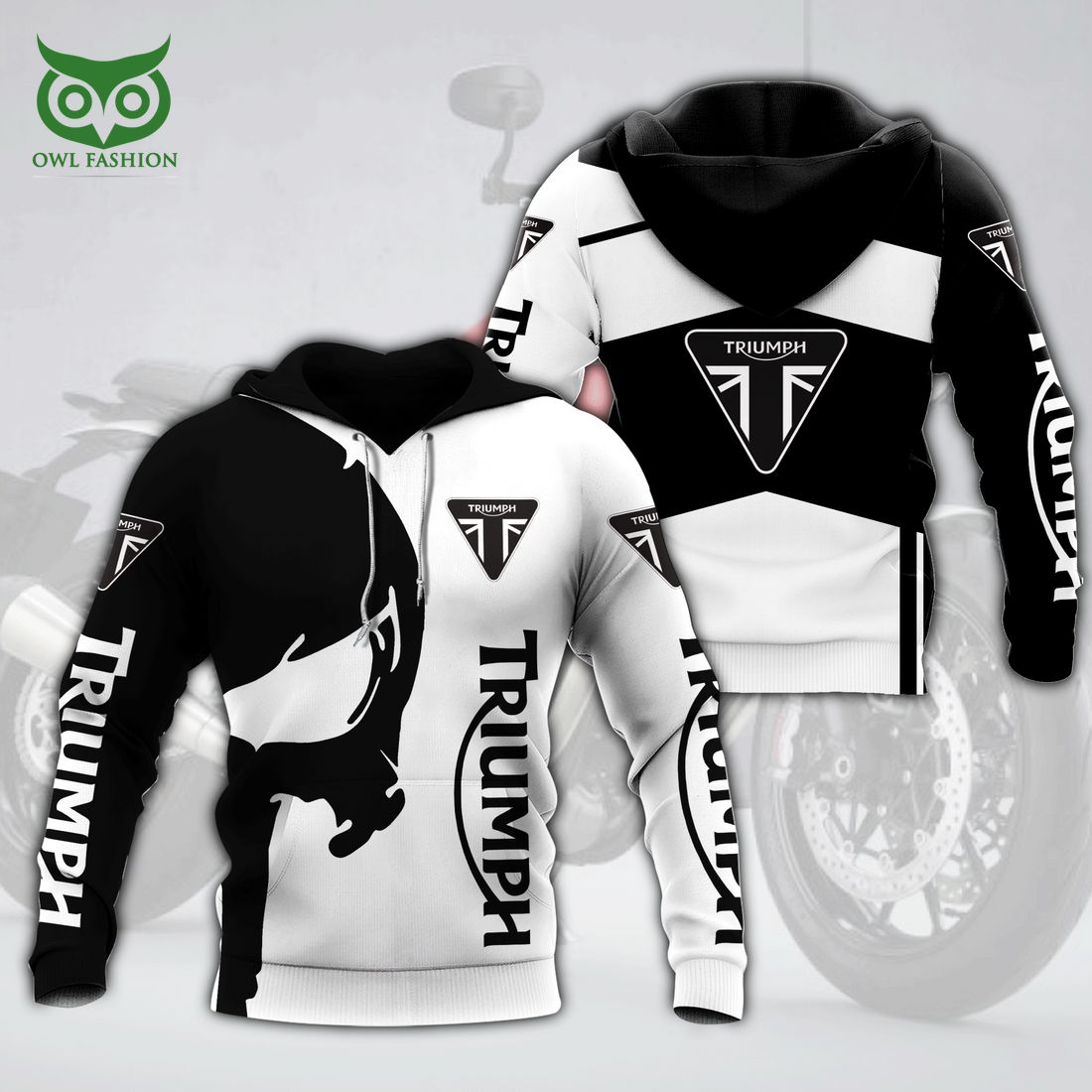triumph motorcycles black and white logo 3d shirt 1 Uask3