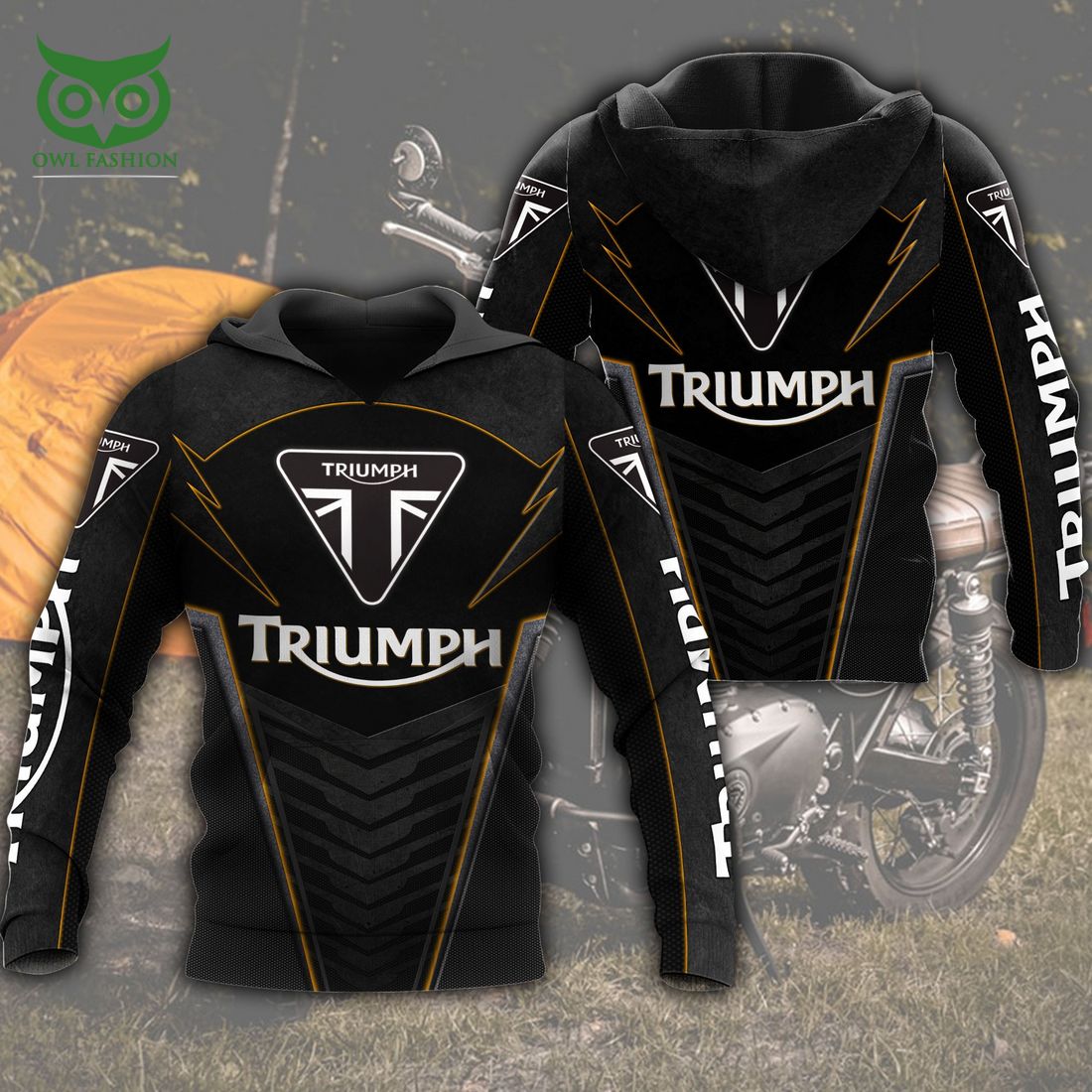 triumph motorcycles yellow line black 3d shirt 1 JrEzt