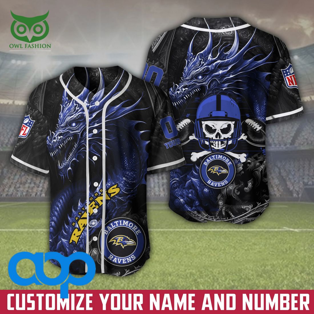 baltimore ravens nfl 3d personalized dragon baseball jersey shirt 1 DGVNe