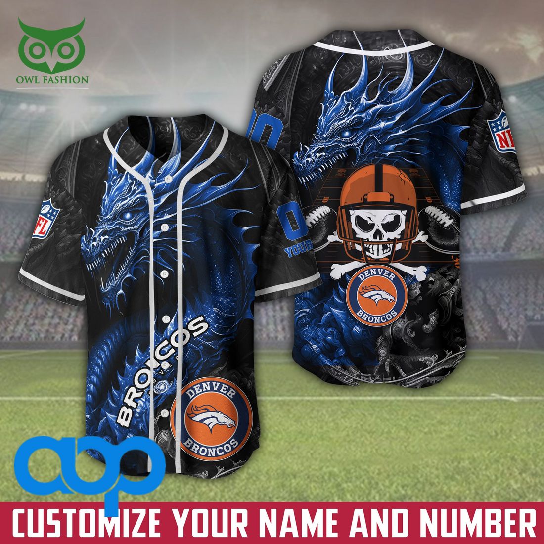 Denver Broncos NFL 3D Personalized Dragon Baseball Jersey Shirt - Owl  Fashion Shop