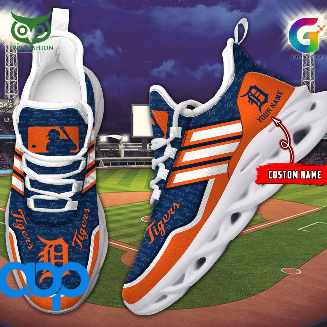 Detroit Tigers MLB Personalized New Max Soul Sneaker - Owl Fashion Shop
