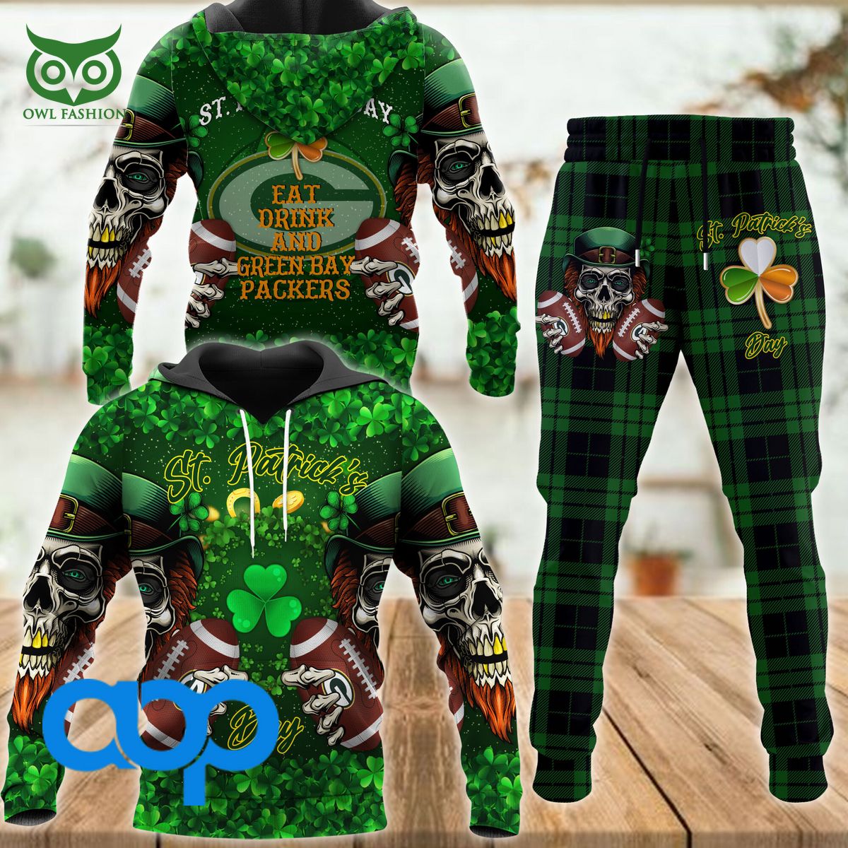 green bay packers nfl st patricks day 3d hoodie sweatpants 1 0jCuL