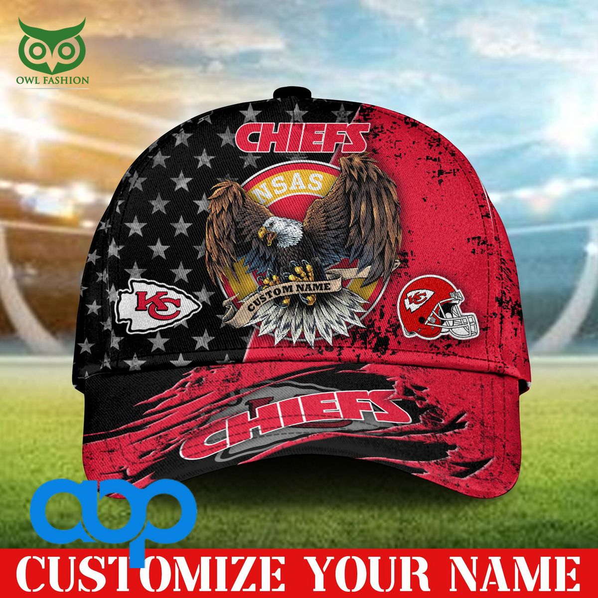 Kansas City Chiefs NFL Bald Eagle Customized Classic Cap - Owl Fashion Shop