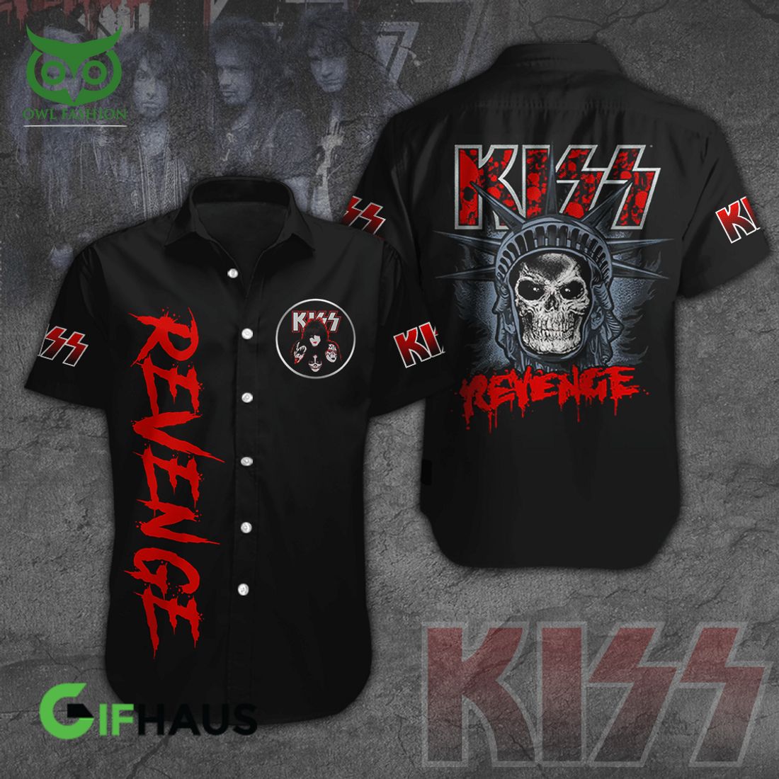 kiss band revenge skull black hawaiian shirt tshirt hoodie 1 6rtxz