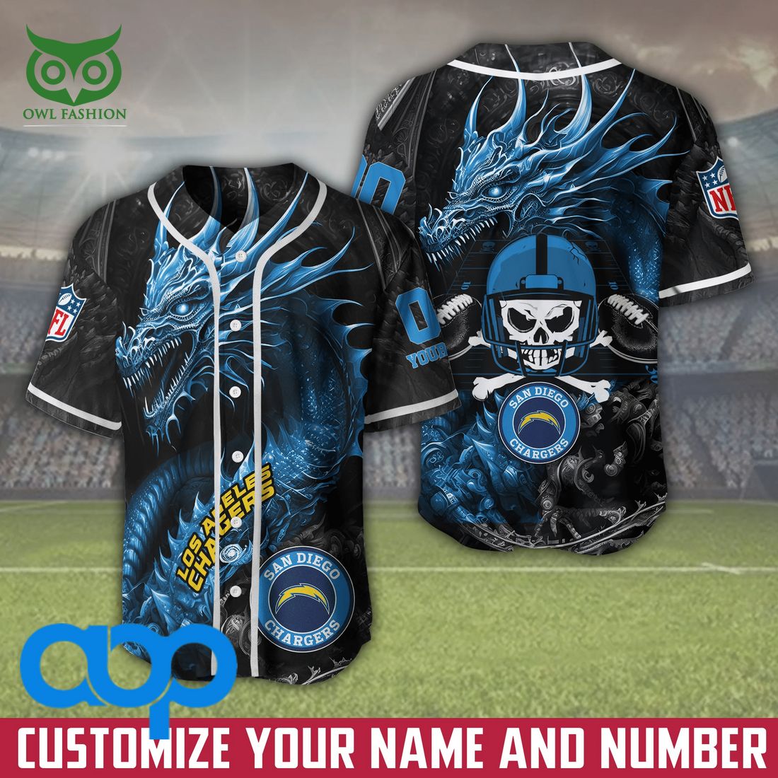 los angeles chargers nfl 3d personalized dragon baseball jersey shirt 1 V6T92