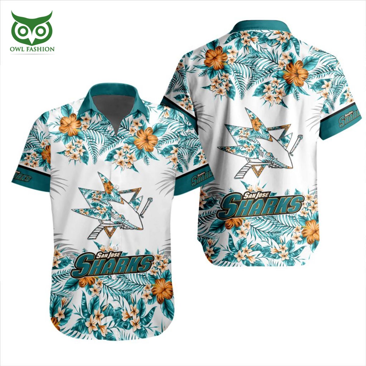 San Jose Sharks team floral tropical vibe Hawaiian Shirt - Owl