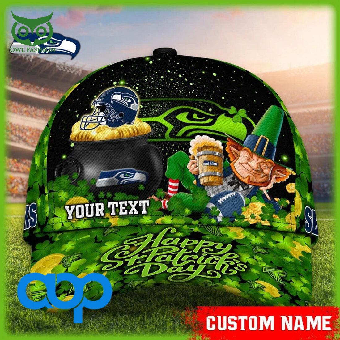 seattle seahawks nfl st patrick day personalized classic cap 1 hza4C