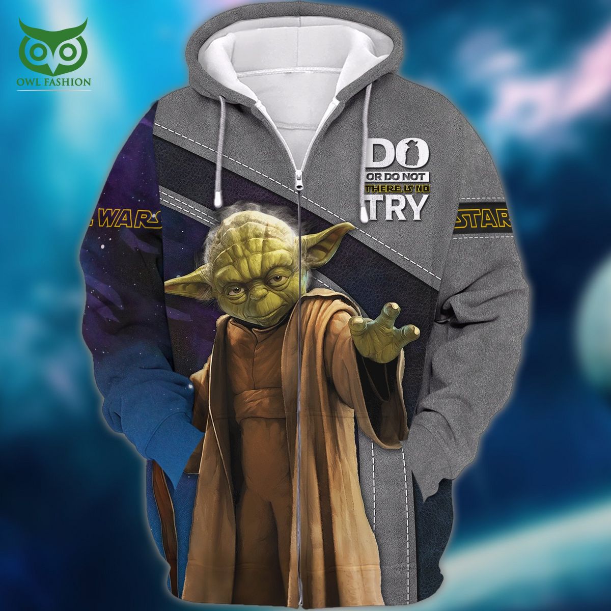star wars there is no try yoda 3d zipper hoodie tshirt 1 H25WX