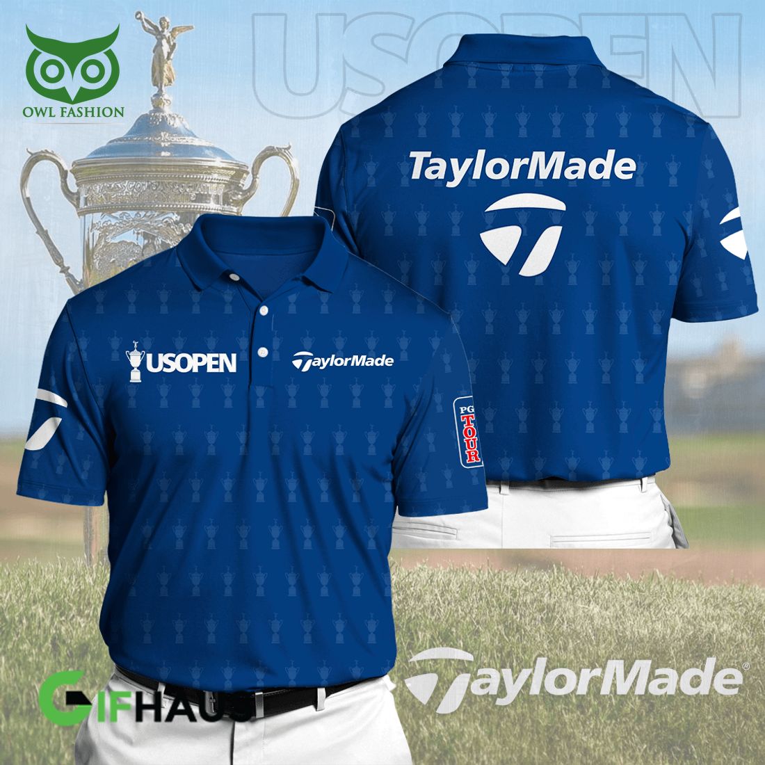 TaylorMade x US Open Blue 3D Polo Shirt - Owl Fashion Shop