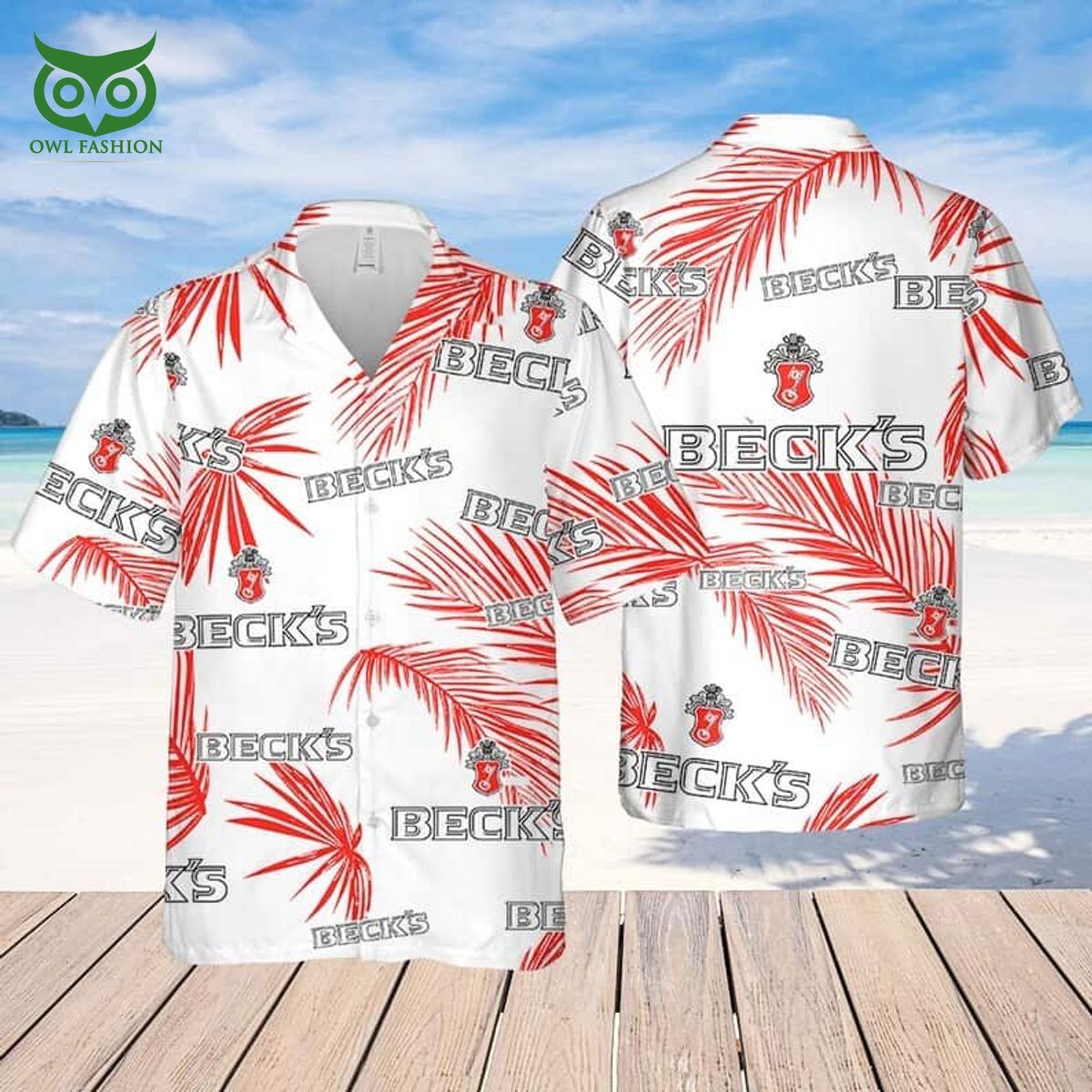 becks beer palm leaves pattern limited hawaiian shirt 1 dS4Vr