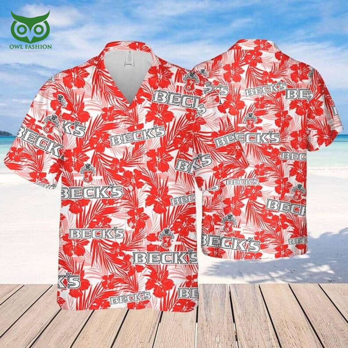becks beer tropical flower pattern limited hawaiian shirt 1 kvno7