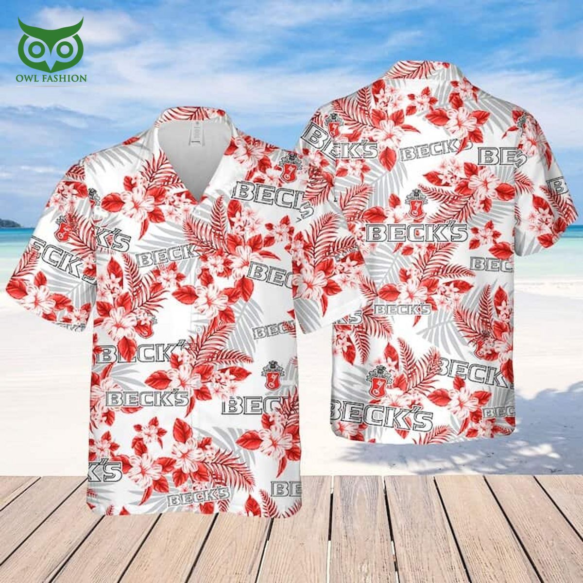 becks beer tropical flower pattern limited hawaiian shirt beach lovers gift 1 Yn0Mc