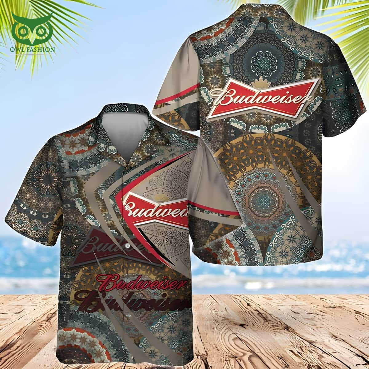 boho mandala pattern budweiser beer hawaiian shirt 1 rpOyM
