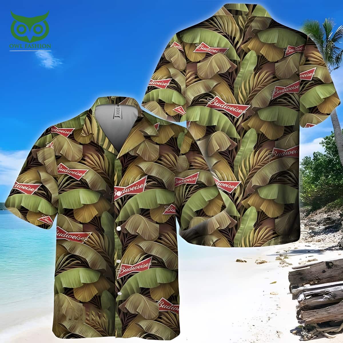 budweiser beer banana leaves gift for beach trip hawaiian shirt 1 ELt95