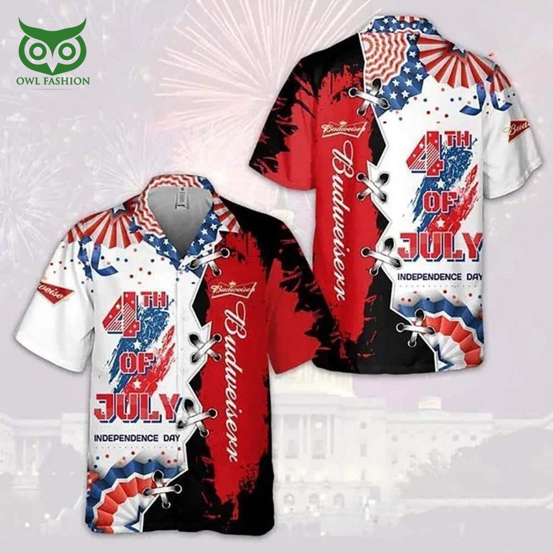 budweiser beer hawaiian shirt independence day 4th of july 1 GHDxS