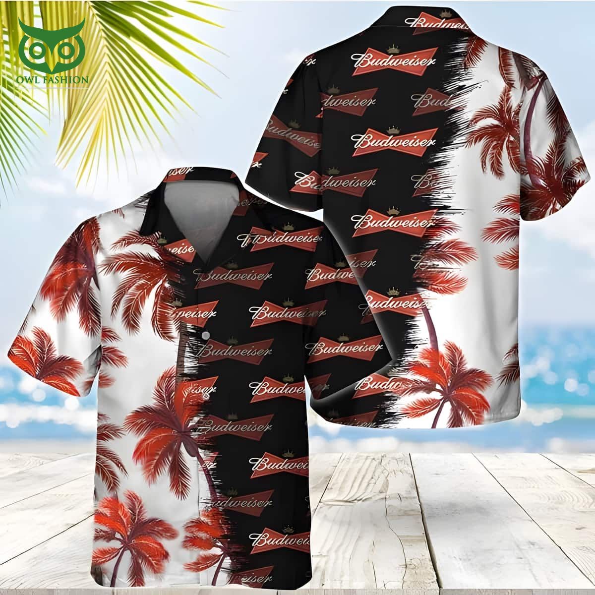 budweiser beer palm trees beach lovers gift hawaiian shirt 1 p6LAP
