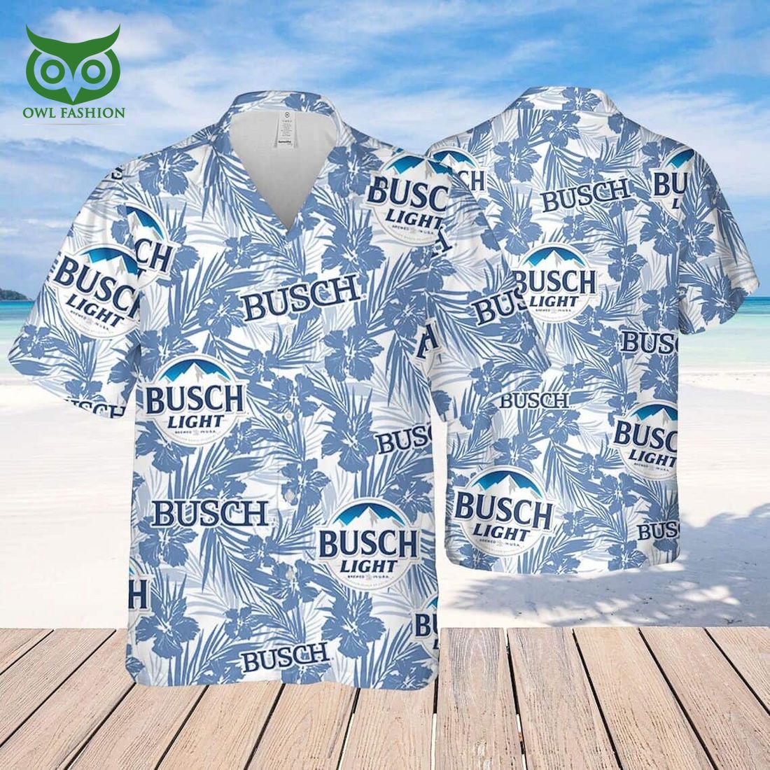 busch light beer hawaiian shirt tropical flower pattern 1 1UDJ8