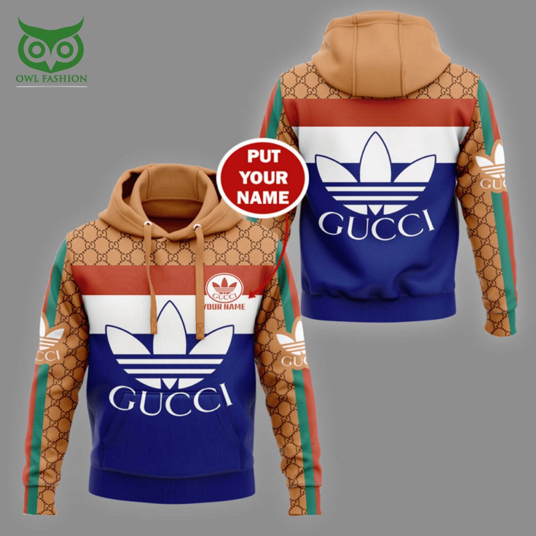 Custom Name Gucci Blue Brown Monogram Hoodie and Sweatpants - Owl Fashion  Shop